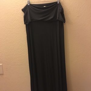 Gray NWOT fold over full length maxi skirt.
